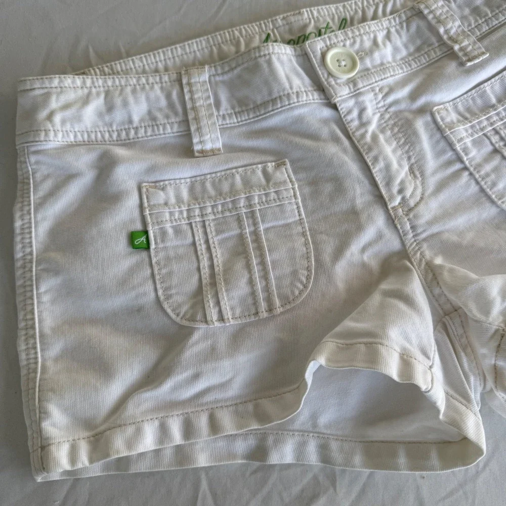 Aeropostale Womens White Corduroy Mini Shorts Size 7/8 Cotton Low Rise Y2K Style